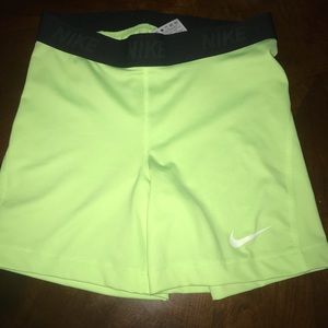 Nike Pro Spandex 5” Neon Yellow Medium